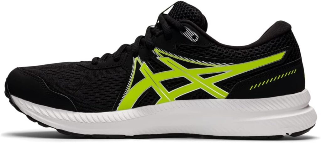 Tenis para correr ASICS de color negro, plateado